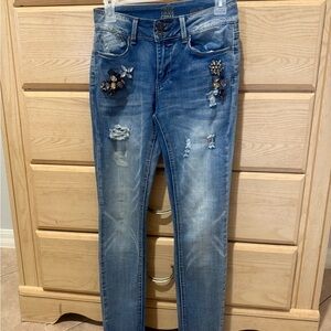 True Craft Women's Blue Distressed Skinny Jeans